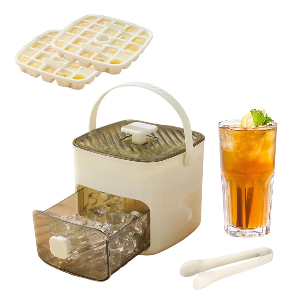 Silikon Eiswürfelform mit Deckel - Pressform für 48 Würfel, flexibel leicht zu lösen, BPA-frei - Ideal für Gefrierschrank, Zuhause, Camping Lagerung