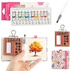 Mini Watercolour Paint Set – 12 Color Portable Watercolor Paint Kit with Travel sketch book, Palette & Water Brush, Art Watercolor Kit Supplies for Beginners, Artists, Urban Sketchers, Plein Air