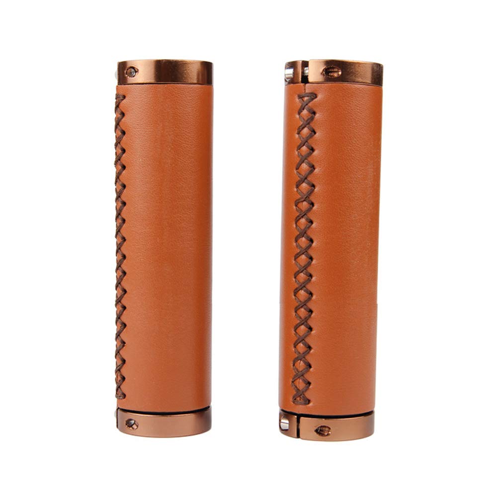 1 Paire Poignées De Guidon Vélo Cuir Synthétique Marron - Poignées Ergonomiques Antidérapantes