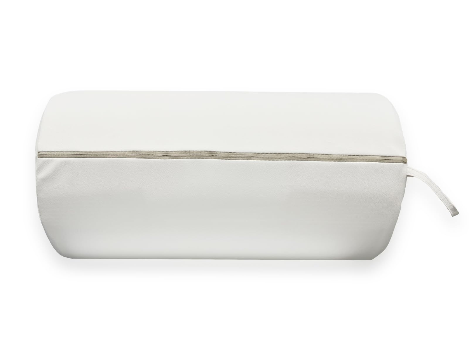 QUIRUMED Cuscino a rullo, 55 x 30 cm, bianco, similpelle, imbottitura in gommapiuma, per yoga, fitness, massaggio