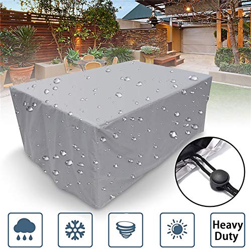 Q&Z Fundas para Muebles De Jardin,Impermeable Cubierta Protectora Exterior Resistente Al Viento Funda para Mesa JardíN Rectangular Anti-UV para Mesas De Comedor Sillas SofáS
