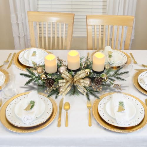 Goldglitterychristmascandlecenterpiecewithberriesandpinecones275inch  Urban Country Home Decor Gold glittery christmas candle centerpiece with berries and pinecones 275 inch  urban country home decor