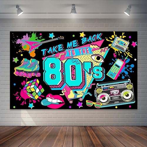 Joliaco 80's Birthday Party Backdrop Back to The 80 Hip Hop Themed Photography Background Retro Graffiti 80S Rock Punk Party Decorations Banner Photo Props (6x3.6ft)