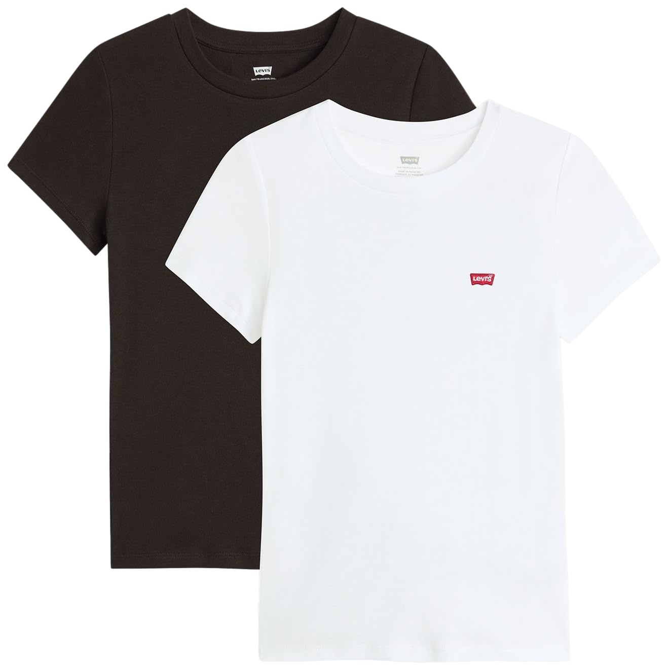 Levi's Women's Essential SS Tee T-Shirt, Pack of 2, 2 Pack Tee White+&, XS
