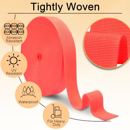 Image of CooBigo 12 Yards Webbing 1 inch & 1.5 inch & 2 inch Polypropylene Webbing Strap 1 Inch 1.5 Inch 2 Inch Wide Webbing Strapping for Bags /Lawn Chair /Pool Solar Cover DIY Crafting