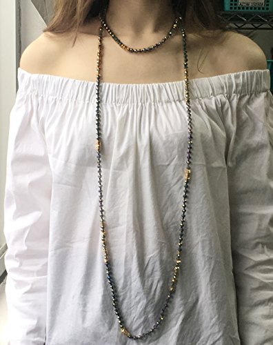 Kelitch Boho Women Strand Necklaces Crystal Beaded Chains Necklace Long Double Sweater Necklace New #TOP1