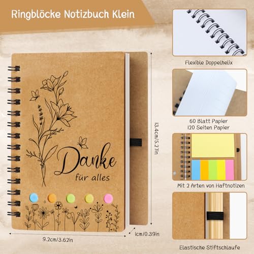 Epaing Dankeschön Geschenke Klein, Notizbuch Klein mit Kugelschreiber und Schlüsselanhänger, Danke für Alles, Abschiedsgeschenk Kollegen, Danke Geschenk Kollegin Erzieherin Lehrer Freunde