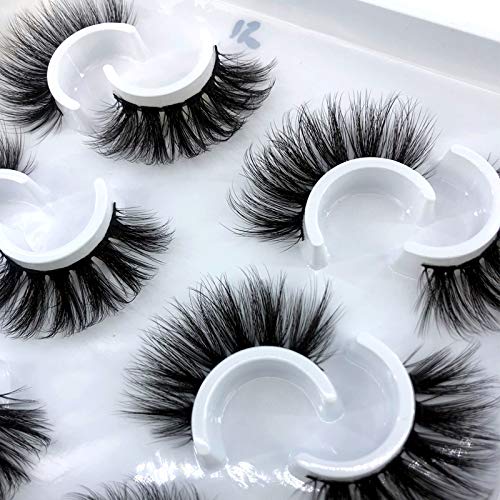 HBZGTLAD 5pairs/6 Pairs Fluffy False Eyelashes Natural Faux Mink Strip 3D Lashes Pack (MDF-15)