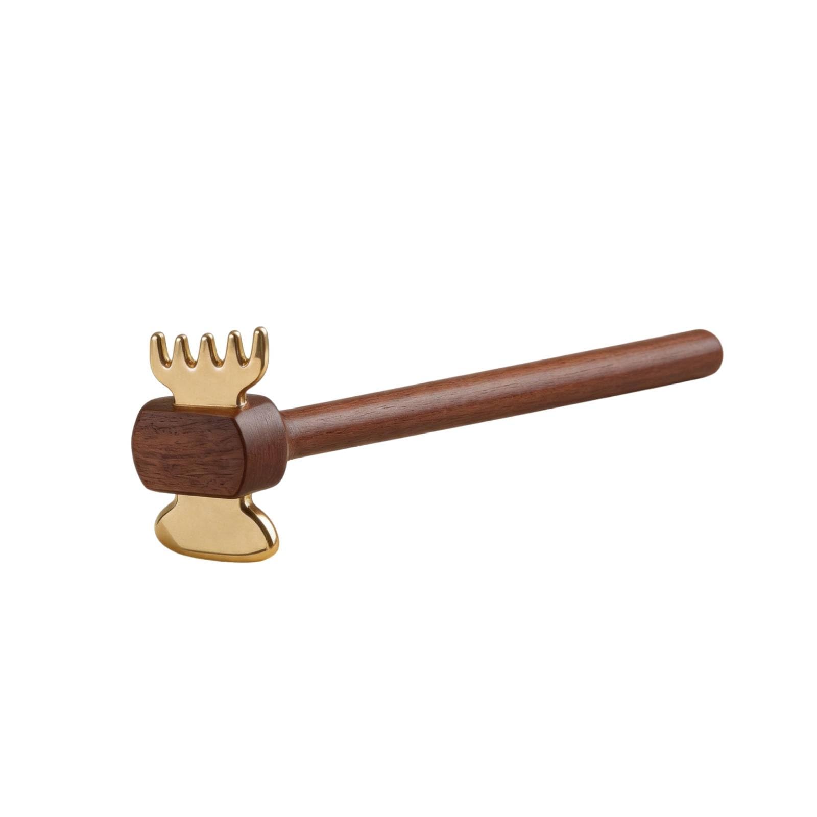 Amagogo Raschiatore per Massaggio Corporeo in Ottone Massiccio E Legno con Testa Ergonomica per Agopressione E Drenaggio Linfatico Adatto per E
