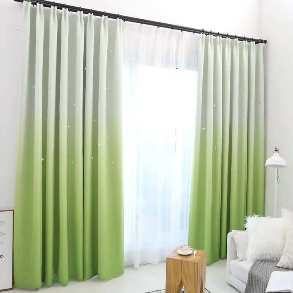 新品 遮光 カーテン 姫系 1級遮光 グリーン グラデーション 2枚セット Amazon｜姫系 遮光カーテン レース付き グリーン 二重 遮光率90