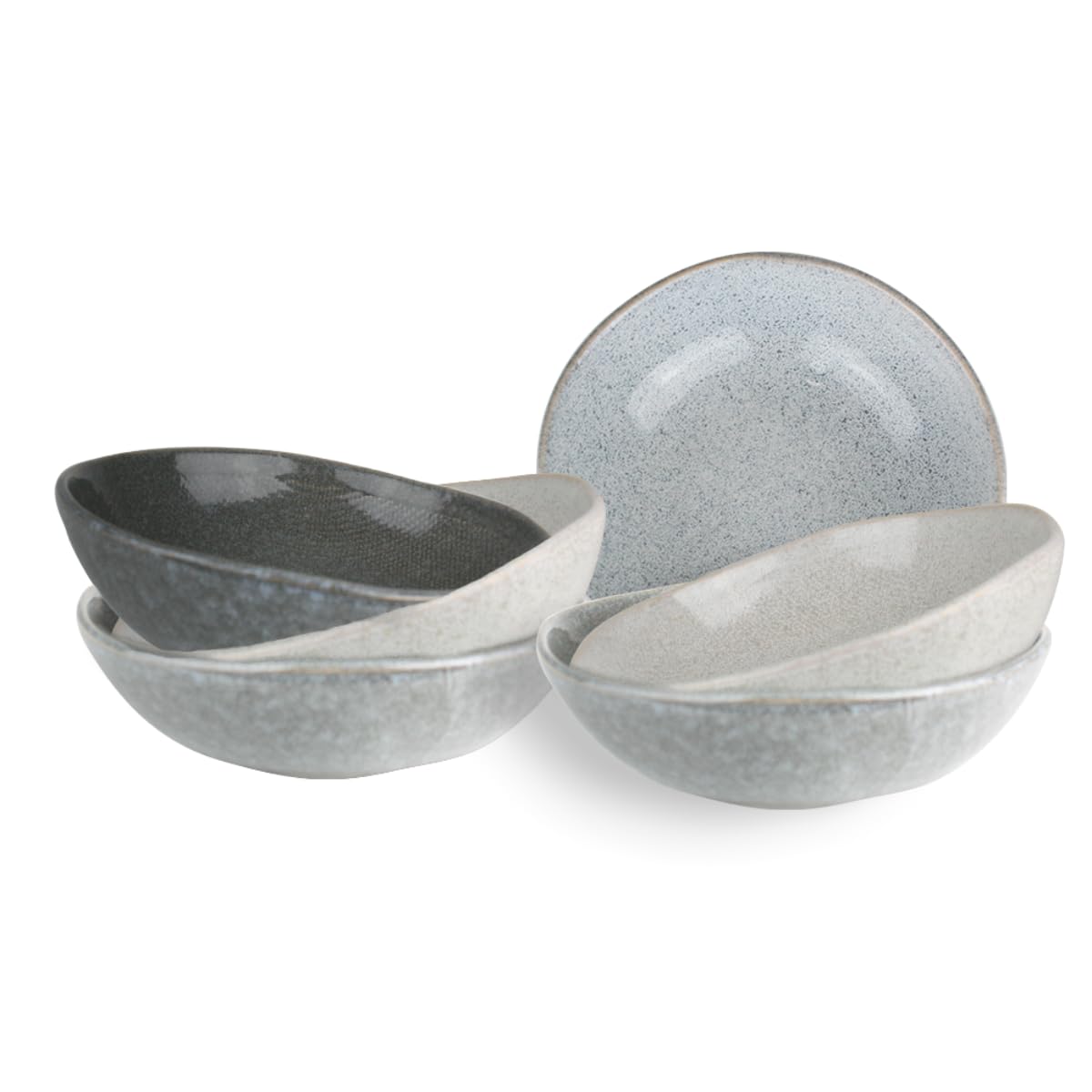 Artime Lot de 6 Assiettes Creuses Grises, Vaisselle Unie, Assiettes en Céramique, Assiettes Adaptées au Lave-vaisselle et Micro-onde
