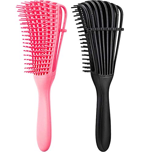 Detangling Brush for Black Natural Hair, 2 Pack Detangler Brush for Natural Black Hair, Afro Textured 3a to 4c Kinky Wavy for Wet/Dry/Coily/Oil/Long Thick Curly Hair, Knots Detangler Easy to Clean