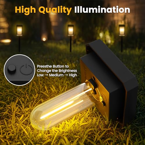 HMDecor 10-40 LM Solar Pathway Lights 3 Brightness Modes 8 Pack | Solar Lights Outdoor Waterproof IP65 Garden Lights Solar Powered for Walkway Driveway Yard Patio Decor (Warm White) - image 2