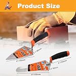 2 Pcs 6" Concrete Trowel, Carbon Steel Concrete Masonry Tools Set, Pointing & Gauging Masonry Hand Trowels with Soft Grip Handle Cement Trowel, Work Gloves Included