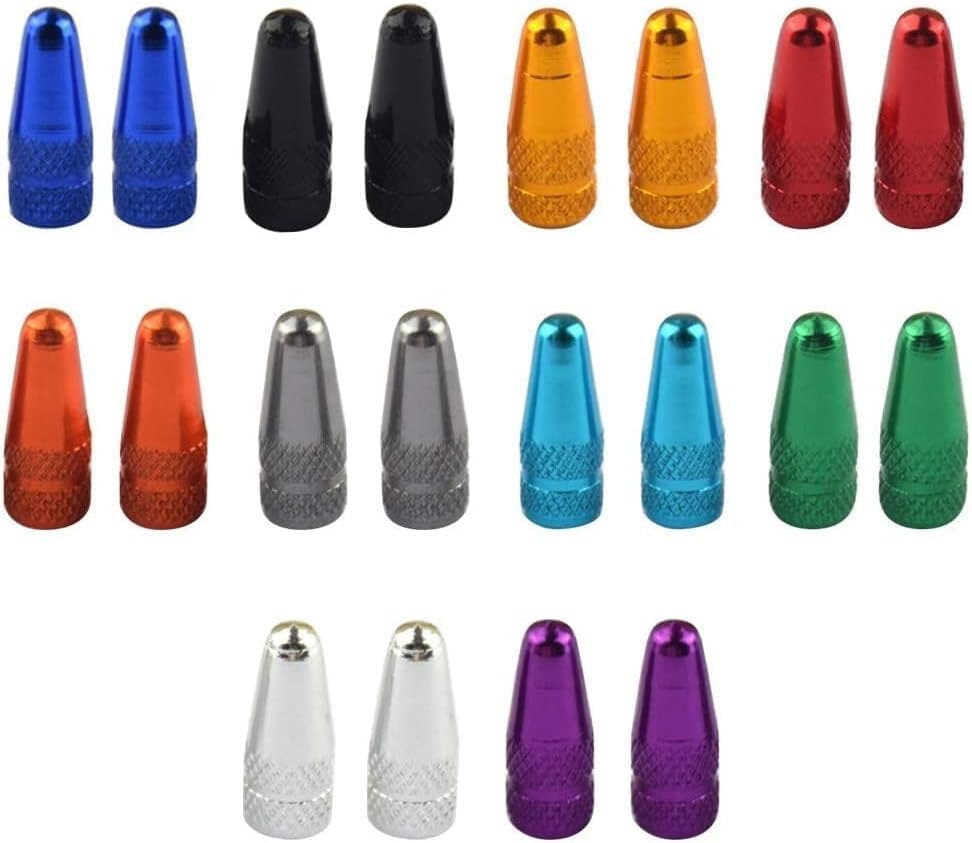 20Pcs Multicolour Bike Valve Caps, French Style Valve Cap Valve Cap Anodized Machined Aluminum Alloy Bicycle Tire Valve Caps Dust Covers Attractive Processing, Decorative Bicycle Valve Caps, Cycling