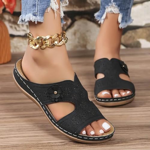 Orthopedic Wedge Sandals for Women Summer Dressy 2025 Casual Summer Dressy Solid Color Fish Mouth Round Head Casual Fashion Sandals Slip On Beach Vacation Travel Working Shoes2
