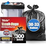 30-33 Gallon 300 Counts Large Trash Bags Black Garbage Bags, Large Trash Can Liners for Home,Kitchen,Office,All Purpose Light Residential or Commercial Waste,Outdoor Lawn and Leaf Bags