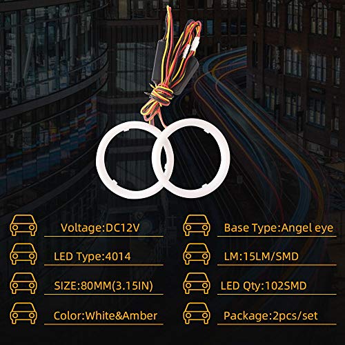 Anillos LED Angel Eyes Switchback Blanco Ámbar 80mm Par miniatura 2