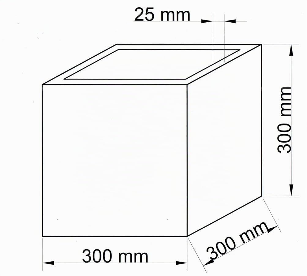 Blumenkübel Fiberglas quadratisch 30x30x30cm elegant schwarz-matt.