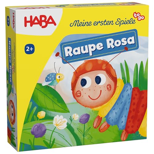 HABA MES to go Raupe Rosa Erstes Legespiel für Kinder ab 2 Jahren Farben Lernen nach dem Domino-Prinzip Reisespiel für 2-4 Spieler Kompaktes Mitbringspiel 2013167001