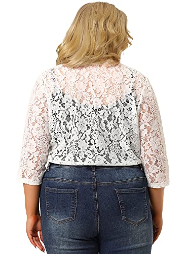 Image of Agnes Orinda Plus Size Bolero Shrugs for Women Cardigans Lightweight 3 /4 Sleeve Floral Lace Sheer Cardigan