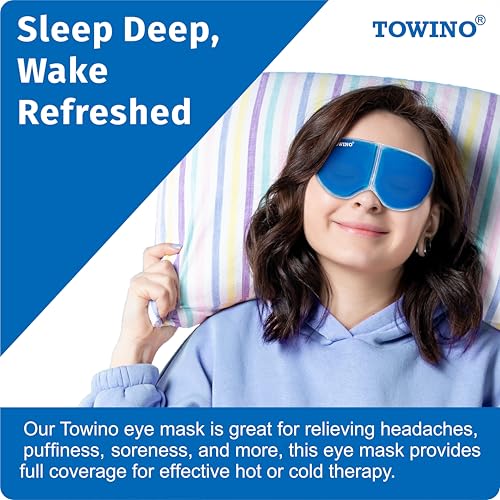Image of TOWINO Cooling Eye Gel Mask for Dark Circles, Dry eyes,Pain Relief, Redness,Eye Patches Cooling Gel Pads For Women & Men- Blue
