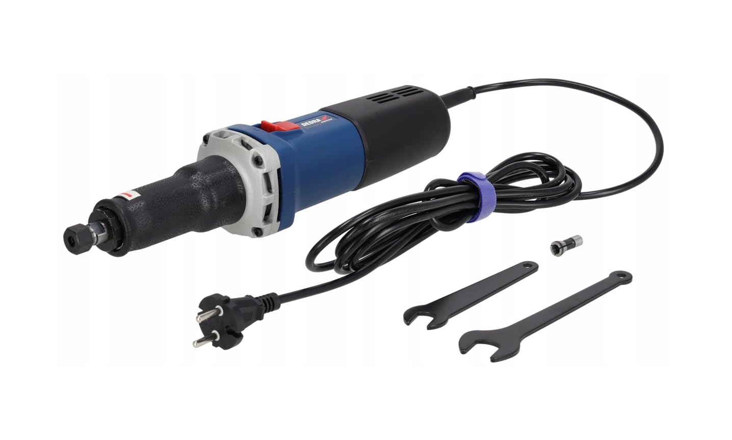 DEDRA Meuleuse Droite 550W - Pince de Serrage 6mm - Vitesse Variable (7000-34000 tr/min) - Outil Rotatif Filaire pour Meulage, Polissage, Gravure et Ébavurage du Métal
