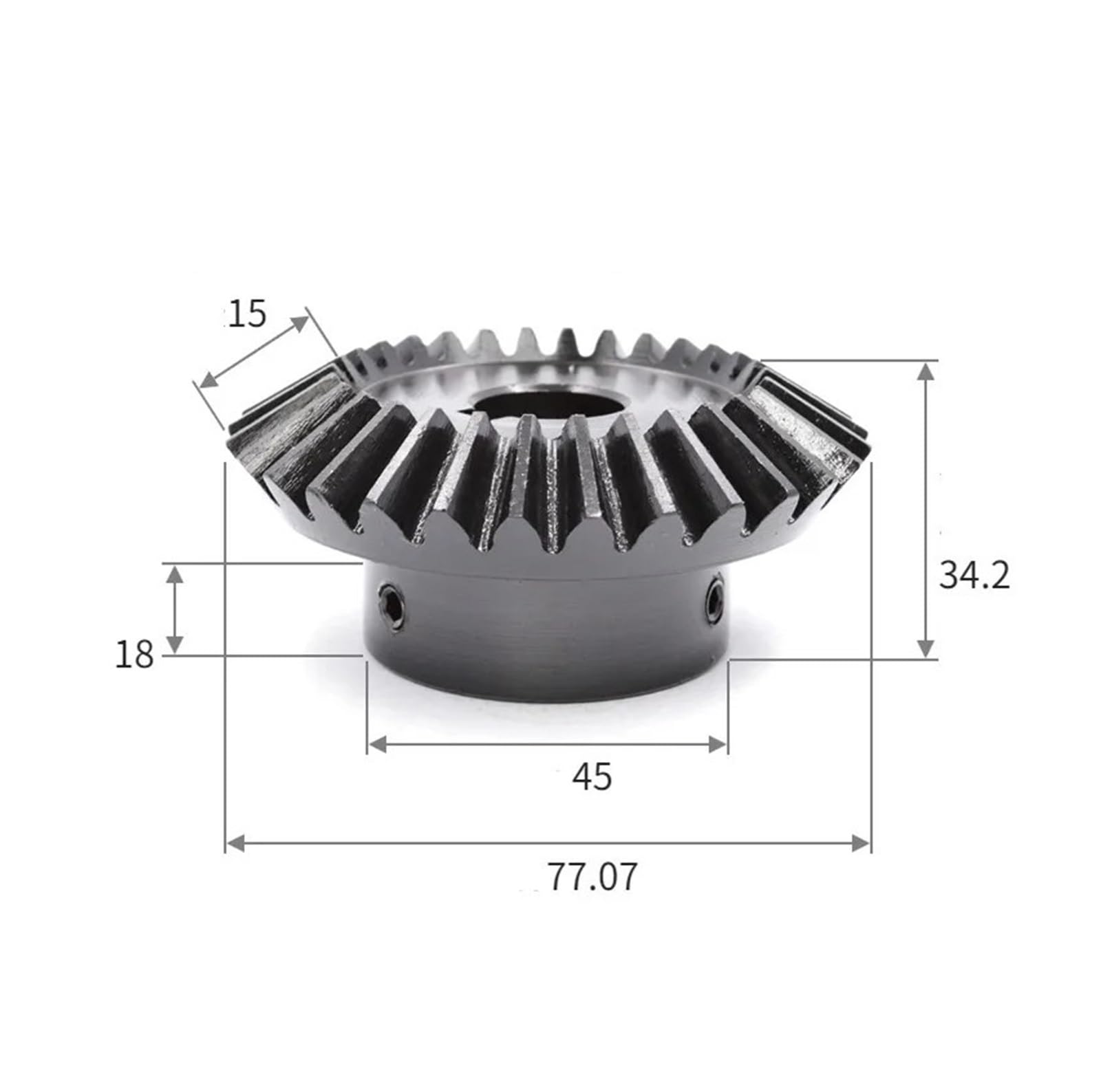 Bevel Gear Pinion Hardware Mechanical Bevel Gear 2.5M 30Teeth Inner Hole 18/20/22/24/25/28/30mm Gear 90 Degrees Meshing Angle Steel Gears Screw Hole M5(20mm)