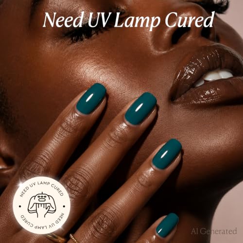 Image of AZUREBEAUTY 18ML Dark Green Gel Nail Polish | Pure Deep Green Soak Off UV /LED Gel Polish for French Tips, High Gloss Solid Green Nail Art Gel for DIY Manicure Salon Use