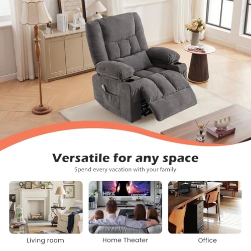 Sillón reclinable gris con estructura metálica miniatura 5