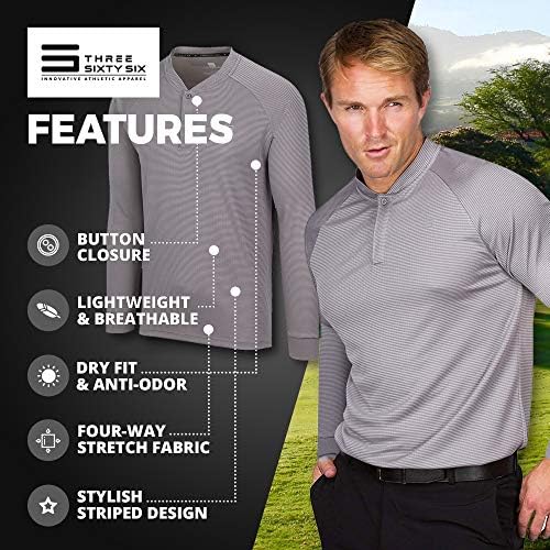Men’s Dry Fit Long Sleeve Collarless Golf Shirt, Quick Dry Polos