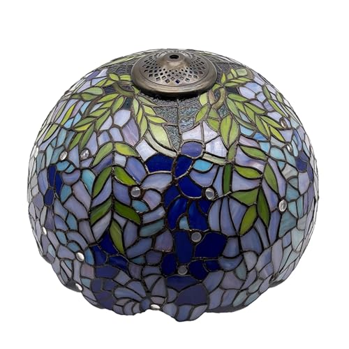 BOTOWI Reemplazo de Pantalla de Lámpara Tiffany Grande de 16' Pantallas de Lámpara de Vidrio Teñido Floral Vintage Cubierta de Luz de Vidrio para Lámparas de Mesa Lámparas de Piso,Wisteria