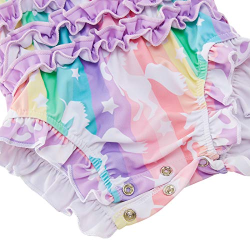 Bfustyle Toddler Girls Zipper Rash Guard Swimwear With Upf 50+ One Piece Yellow Blue Green Purple Orange Striped Beach Swimsuit Unicorn Bathing Suits 6-9 Months #TOP4