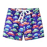inlzdz Kinder Jungen Badehose Badeshorts Sommer Schnelltrocknend Elastisch Kordelzug Surfen Strand Shorts Badebekleidung Sporthose mit Taschen Schwimming Trunks Type B Violett Car 92-98