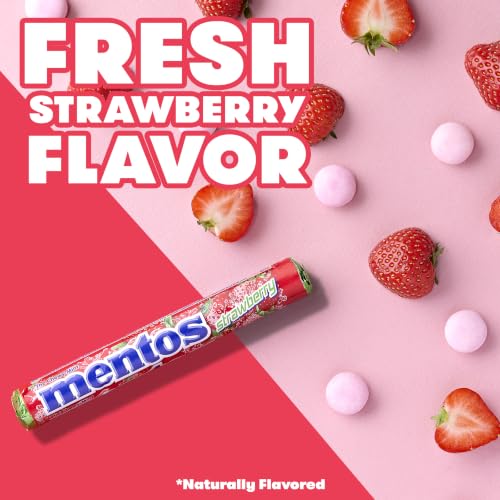 Image of Mentos Strawberry Chewy Mint Candy Roll, 14 Pieces Per Roll, 6 Count Party Pack