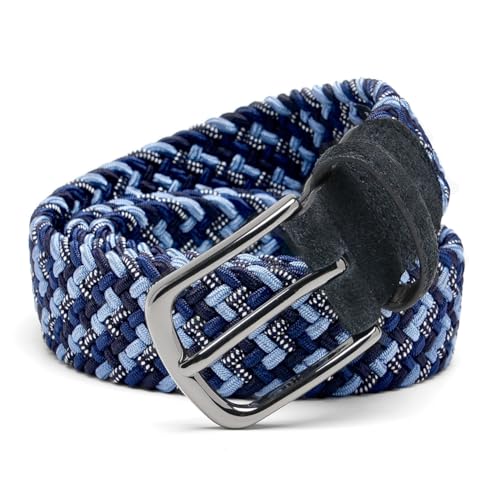 Image of Men's Stretch Braided Elastic Woven Canvas Golf Belt, multicolor,1 3 /8 inch