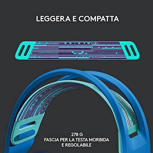 Logitech G733 Lightspeed Cuffia Wireless con Microfono Gaming con Fascia per la Testa a Sospensione, Lightsync RGB, Tecnologia Microfono Blue Voice e Driver Audio Pro-G, Blue