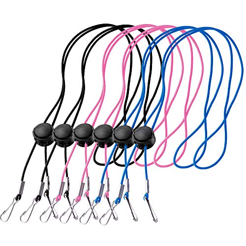 HIGO 6 Pack Adjustable Length Face Mask Lanyard Mask Holder Comfortable Around Neck Facemask Rest Neck Strap for Earloop Easy On & Off Adjustable Face Mask Lanyards Blue Pink Black