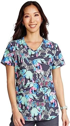 Cherokee Scrubs for Women Printed V Neck 2 Welt Pockets | Modern ...