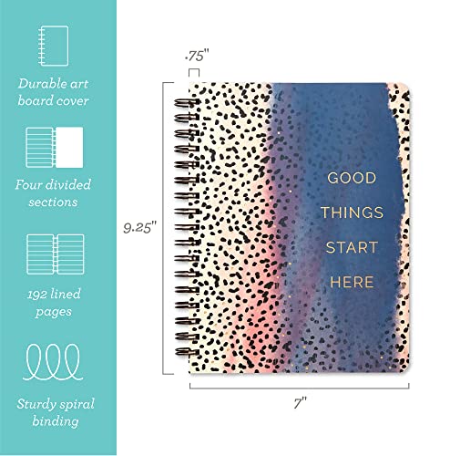 Compendium Spiral Notebook - Good Things Start Here — A Designer Spiral Notebook With 192 Lined Pages, College Ruled, 7.25”W X 9.25”H #TOP1