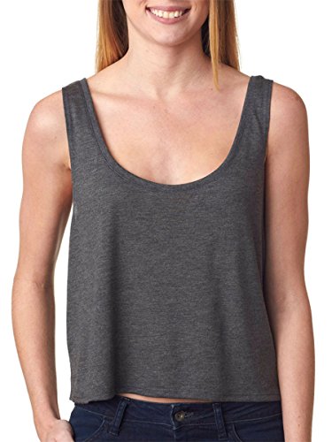 Bella+Canvas Women's Flowy Boxy Cropped Body Tank Top, M, DARK GREY