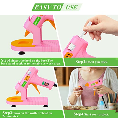 Image of MONVICT Pink Hot Glue Gun Kit, Mini Glue Gun with Suction Cups Stand Anti Stick Silicone Mat, Hot Melt Glue Gun with Fine Tip & 30 Glue Sticks, On /Off Switch Design for DIY, Craft, Home School Project