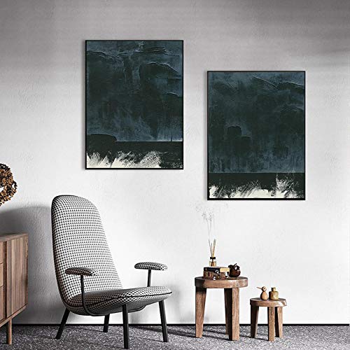 Affiche et impression peinture sur toile bleu foncé pour déco salon moderne