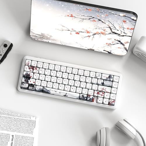 Image of dagaladoo PBT Keyboard keycaps Set,White MOA keycaps,Cherry Blossom