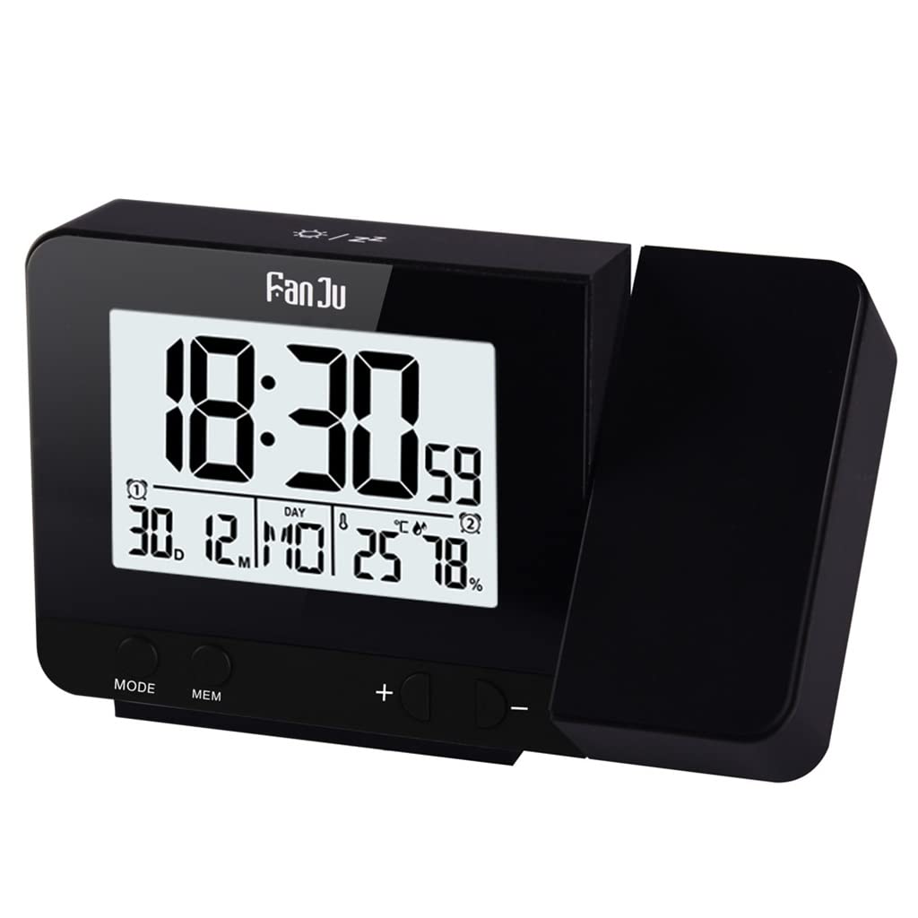 MAKEJ LED Digital Snooze Alarm Backlight Projector Thermometer Clock Wall Time Temperature Projection D