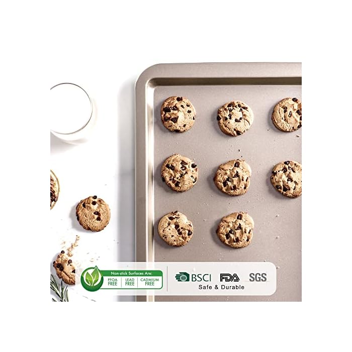 Buy HONGBAKE Cookie Sheets, Baking Sheet Set, Nonstick Oven Pan with