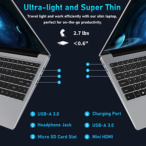 Auusda 14.1'' Laptop 8Gb Ram 256Gb Ssd, 3Tb Storage Expand, Intel Celeron J4105 Up To 2.5 Ghz, Windows 11 Pro, 5G Wifi, Ips Fhd, Webcam, Mini Hdmi, Usb 3.0 X2, Thin & Light Casual Gaming Computer #TOP5
