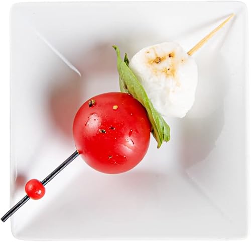 Miniatura 81 de Restaurantware -10 platos blancos pequeños cuadrados, mini platos de 3 pulgadas, para aperitivos, aptos para microondas, apto para horno, plato