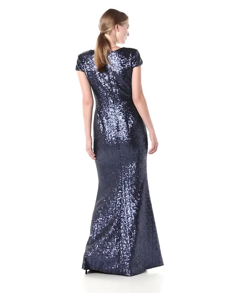 dress the population michelle sequin gown Dress the Population Michelle - White Sequin Maxi Dress