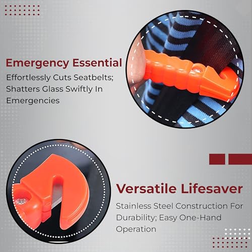 Image of Robustt Car Safety Hammer Emergency Escape Tool with Seat Belt Cutter and Vehicle Window Glass Breaker (Pack of 1)